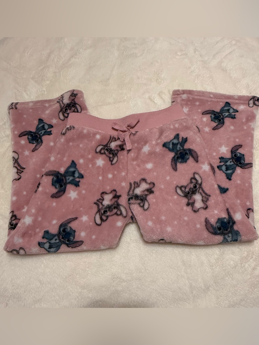 Disney Stitch Girls Pink Fleece Pajama Pants, Size 6